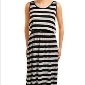 FEVER sz Medium Striped Belted Maxi Dress